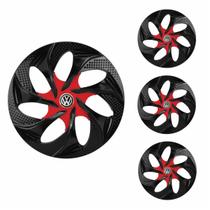 Jogo Calota Aro 14 Evolution Black Red Universal + Emblema Resinado Volkswagen Jogo Calota Aro 14 Evolution Black Red Universal + Emblema Resinado Volkswagen