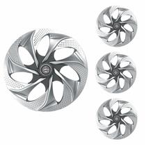 Jogo Calota Aro 14 Evolution Silver Graphite Universal + Emblema Resinado Citroen