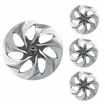 Jogo Calota Aro 14 Evolution Silver Graphite Universal + Emblema Resinado Nissan