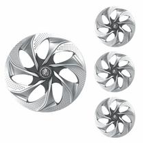 Jogo Calota Aro 14 Evolution Silver Graphite Universal + Emblema Resinado Peugeot