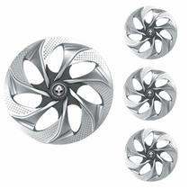 Jogo Calota Aro 14 Evolution Silver Graphite Universal + Emblema Resinado Renault