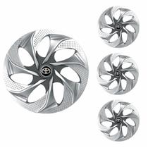 Jogo Calota Aro 14 Evolution Silver Graphite Universal + Emblema Resinado Toyota