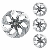 Jogo Calota Aro 14 Evolution Silver Graphite Universal + Emblema Resinado Volkswagen Jogo Calota Aro 14 Evolution Silver Graphite Universal + Emblema Resinado Volkswagen