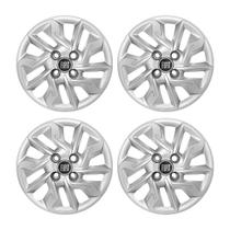 Jogo Calota Aro 14 Fiat Argo 2017 2018 2019 2020 2021 Prata Emblema Preto