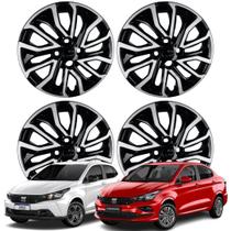 Jogo Calota Aro 14 Fiat Argo Cronos 2022 Cubo Baixo Prata/ Preto 295CB-PBP-U