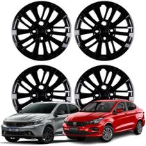 Jogo Calota Aro 14 Fiat Argo / Cronos 2023 Cubo Baixo Preto