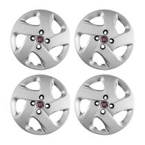 Jogo Calota Aro 14 Fiat Mobi 2017 2018 2019 2020 Like + Emblema Resinado