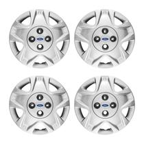 Jogo Calota Aro 14 Fiesta 2011 12 13 16 Com Emblema Resinado Prata