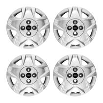 Jogo Calota Aro 14 Ford Fiesta Hatch Sedan 2011/2012 prata