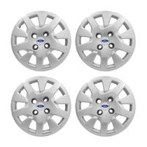 Jogo Calota Aro 14 Ford Ka Hatch Sedan 2019/2020 prata emblema resinado