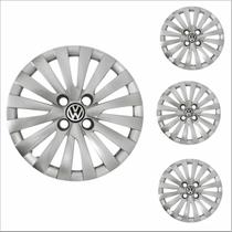 Jogo Calota Aro 14 Gol Voyage G5 G6 2014 Volkswagen + Emblema Resinado