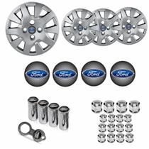 Jogo Calota Aro 14 Ka Hatch Sedan 2019 à 2020 Ford + Emblema Resinado + Tampa Ventil + Capa Parafuso
