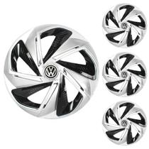 Jogo Calota Aro 14 Nitro X Silver Black Universal + Emblema Resinado Volkswagen