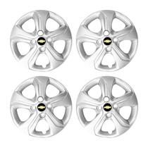 Jogo Calota Aro 14 Onix/prisma 2020 Prata Emblema Resinado