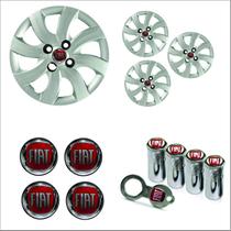 Jogo Calota Aro 14 Palio Attractive 2012 2013 Fiat + Emblema Resinado + Tampa Ventil Antifurto Jogo Calota Aro 14 Palio Attractive 2012 2013 Fiat + Emblema Resinado + Tampa Ventil Antifurto
