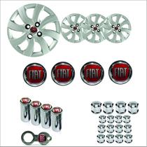 Jogo Calota Aro 14 Palio Attractive 2012 2013 Fiat + Emblema Resinado + Tampa Ventil + Capa Parafuso Jogo Calota Aro 14 Palio Attractive 2012 2013 Fiat + Emblema Resinado + Tampa Ventil + Capa Parafuso