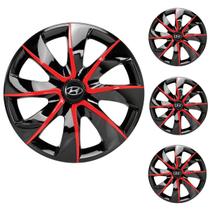 Jogo Calota Aro 14 Prime Black Red Universal + Emblema Resinado Hyundai Jogo Calota Aro 14 Prime Black Red Universal + Emblema Resinado Hyundai