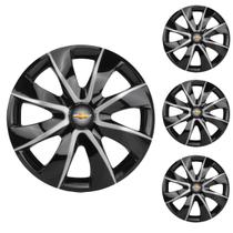 Jogo Calota Aro 14 Prime Black Silver Universal + Emblema Resinado Chevrolet GM Jogo Calota Aro 14 Prime Black Silver Universal + Emblema Resinado Chevrolet GM