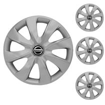 Jogo Calota Aro 14 Prime Silver Universal + Emblema Resinado Nissan Jogo Calota Aro 14 Prime Silver Universal + Emblema Resinado Nissan