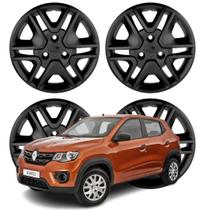 Jogo Calota Aro 14 Renault Kwid 2018-2020 Cubo Padrão Preto Fosco 877CP-POF-U