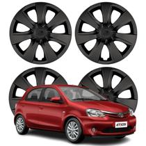 Jogo Calota Aro 14 Toyota Etios 2014/2015 Fixação Por Pressão Preto Fosco