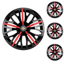 Jogo Calota Aro 14 Triton Sport Black Red Universal + Emblema Resinado Chevrolet GM Jogo Calota Aro 14 Triton Sport Black Red Universal + Emblema Resinado Chevrolet GM