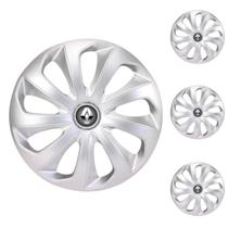 Jogo Calota Aro 14 Velox Silver Universal + Emblema Resinado Renault