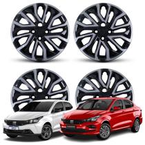 Jogo Calota Aro 15 Fiat Argo Cronos 2022 Prata/ Preto