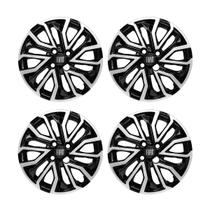 Jogo Calota Aro 15 Fiat Argo Cronos 2022/. Preto C/Prata