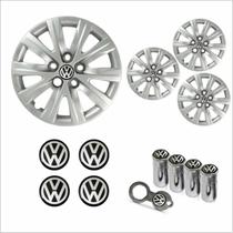 Jogo Calota Aro 15 Fox SpaceFox Polo 2012 2013 + Emblema Resinado + Tampa Ventil Antifurto