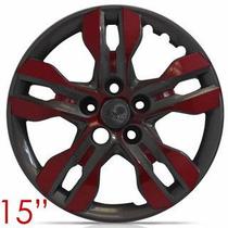 Jogo Calota Aro 15 Hold Grafite Com Vermelho Parafuso Cubo Padrao 4 Pecas Jogo Calota Aro 15 Hold Grafite Com Vermelho Parafuso Cubo Padrao 4 Pecas