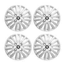 Jogo Calota Aro 15 Peugeot 2008 15/20 Prata Emblema Resinado