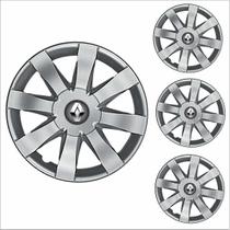 Jogo Calota Aro 15 Sandero Logan 2015 2016 Renault + Emblema Resinado