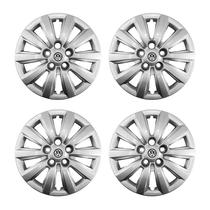 Jogo Calota Aro 15 Vw Fox Polo 2014 2015 Prata + Emblema Resinado