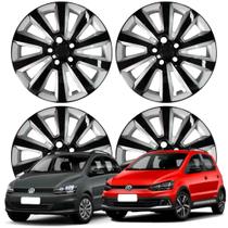 Jogo Calota Aro 15" VW Fox Space Polo Cubo Padrão Prata/Preto 119CP-PBP-U