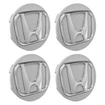 Jogo Calota Central 55mm Civic SI Prata com emblema Cromado Jogo Calota Central 55mm Civic SI Prata com emblema Cromado