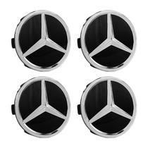 Jogo Calota Central Roda Mercedes Amg 75mm Preto Brilhante Jogo Calota Central Roda Mercedes Amg 75mm Preto Brilhante
