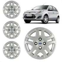 Jogo Calota Com Emblema Resinado Ford Fiesta Aro 14 2007 2008 2009 2010 2011 2012 2013 4 Peças
