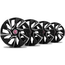Jogo Calota DS4 Black Silver Aro 13 Elitte c/Emblema Fiat