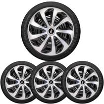 Jogo Calota Esportiva Aro 13 Fiat Uno Palio Siena Prata/Preto