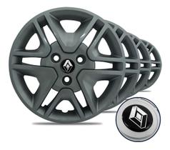 Jogo Calota Esportiva Aro 14 Kwid 2017 a 2020 + Emblema Jogo Calota Esportiva Aro 14 Kwid 2017 a 2020 + Emblema