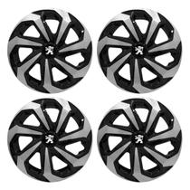 Jogo Calota Esportiva Aro 14 Spider Black/Silver Peugeot 206 207 306