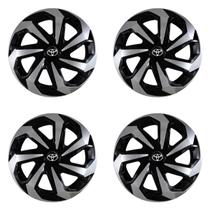 Jogo calota esportiva aro 14 spider preta prata etios yaris