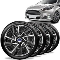 Jogo Calota Esportiva Ds4 Aro 14 Black Silver Ford Fiesta Ka