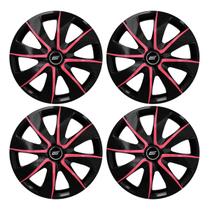 Jogo Calota Esportiva Rosa Pink Preta Para Roda Ferro Aro 13