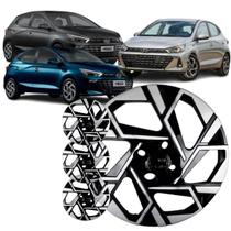 Jogo Calota Grid Compatível HB20/HB20S 2024 Aro 15 Cubo Padrão Preta/Prata