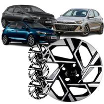 Jogo Calota Grid Compatível HB20/HB20S 2024 Aro 15 Cubo Padrão Preta/Prata