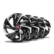 Jogo Calota Nitro Aro 14 Black Silver c/Emblema Fiat