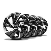 Jogo Calota Nitro Aro 14 Black Silver c/Emblema Vw