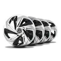 Jogo Calota Nitro X Aro 13 Silver Black Elitte c/Emblema Vw Jogo Calota Nitro X Aro 13 Silver Black Elitte c/Emblema Vw